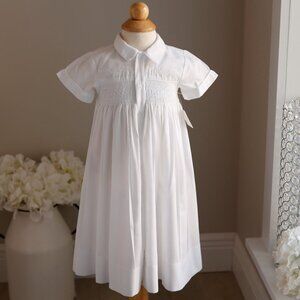 RARE Boys White Smocked Heirloom Embroidered Special Occasion Gown Set 3/6 Month